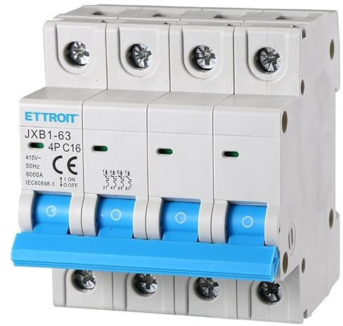 IXTRIMA Interruttore Magnetotermico Automatico 4P 16A 380V 6kA MCB C16 occupa 4 moduli DIN