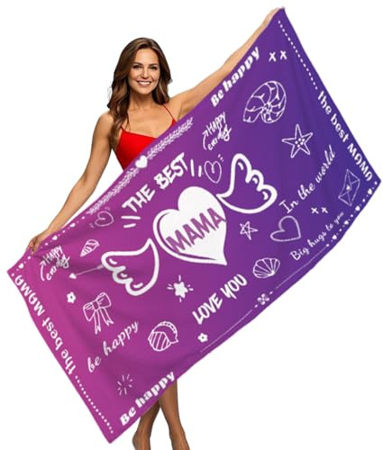 Rowjoy Asciugamano in Microfibra per Spiaggia e Bagno, Regalo per la Festa della Mamma, 180x90cm, Grande Asciugamano per Spiaggia, Piscina, Nuoto, Bagno