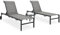 2er Set Sonnenliegen mit Tisch, Garten Liegestuhl, Gartenliege mit Rollen, Outdoor Liege für Balkon Terrasse, Textilene und Stahl