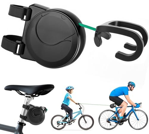 Ruryxel Cuerda de Remolque Bicicleta Niños, 2,5m Portátil Retráctil Sistema de Remolcar Correa de Tracción, para la Mayoría de Manillares de Bicicleta, para MTB, Bicicleta Infantil
