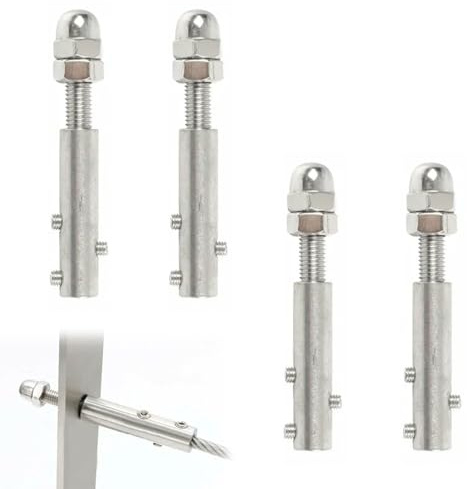 4 Piezas Tensores De Cable Roscado, Cable De Alambre Para Barandilla De Acero, Extremos Del Perno Tensor Roscado De Acero Inoxidable, Duradero Y Resistente, Adecuado Para Postes De Madera