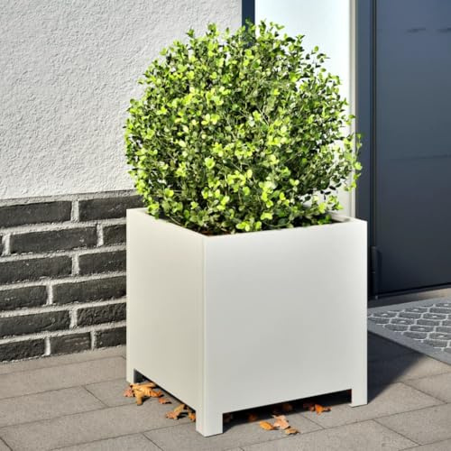 Générique Jardinières 2 pcs Blanc 40x40x40 cm Acier,Maison & Jardin, Pelouses & Jardins, Jardinage, Pots & Cache-Pots, Blanc (Poids 10.26KG)