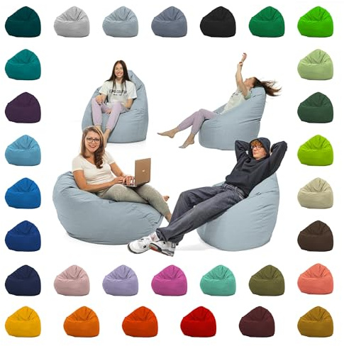GlückBean Sitzsack XXL – Beanbag für Kinder & Erwachsene – In & Outdoor geeignet – Wasserabweisend & pflegeleicht – Gefüllt mit hochwertigen EPS-Perlen – Ideal zum Gaming & Entspannen (Grau, XXL)