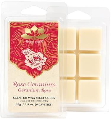 STL Breezy Wax Melts - Rose Geranium Scented Wax Melts, 6 X Snap Bars, Soy Wax Warmer Cubes, Long Lasting Candle Melts for Wax Burners, Wax Melts Gift Set - 68 gram/2.4 oz (6 Cavities)