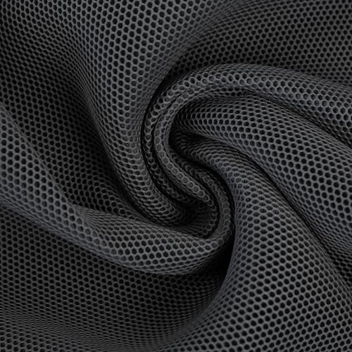 3D Struktur Mesh Stoff – luftdurchlässig, schnelltrocknend, wasserabweisend – 5 Farben - Meterware ab 50 cm - für Taschen Kleidung, Polster (schwarz-grau)