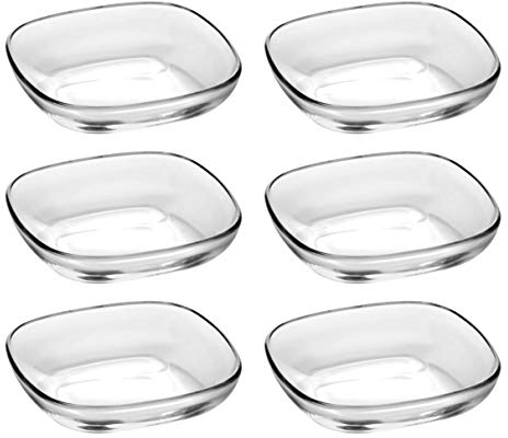 Barski - European Glass - Dessert - Square - Plate - Artistically Designed - 5.5 Diameter - Set of 6 - Made in Europe