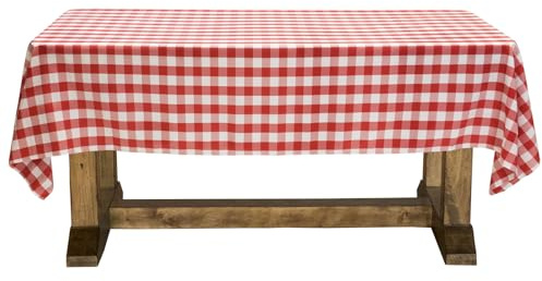 Lann's Linens Nappe rectangulaire à Carreaux en Polyester de qualité supérieure pour Table de Pique-Nique – Tissu Vichy Rouge et Blanc, 152,4 x 259,1 cm