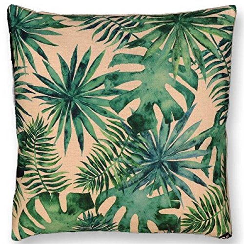 Lemetex Dekokissen, Zierkissen Tropical Jungle 2 45x45cm grün mit Blattmotiv