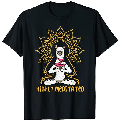 Alpaka Yoga Shirt lustiges Lama Motiv Highly Meditated T-Shirt