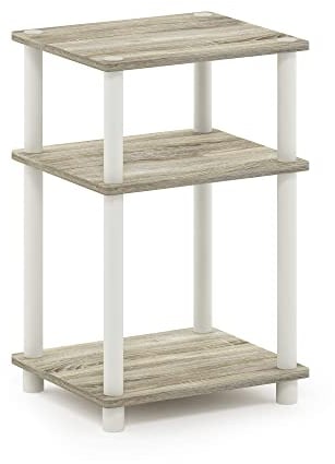 Furinno Beistelltisch mit 3 Ablageebenen, Holz, Sonoma Eiche/Weiß, 29.21 x 34.04 x 57.91 cm