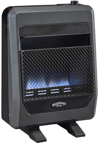 Bluegrass Living B20TNB-BB - Riscaldamento spaziale a gas naturale con fiamma blu, senza ventilazione, con controllo termostato per casa e ufficio, 20.000 BTU, riscaldato fino a 950 metri quadrati