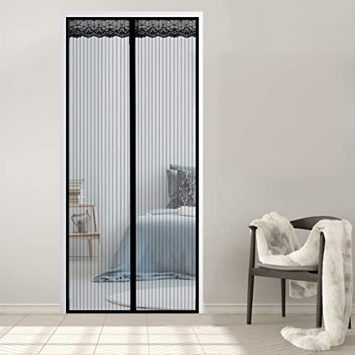 AMZERO Fliegengitter Tür Magnet, 170x230cm Insektenschutz Fliegengitter Dachfenster Full Frame Klettverschluss für Balkontür Wohnzimmer Terrassentür, Schwarz