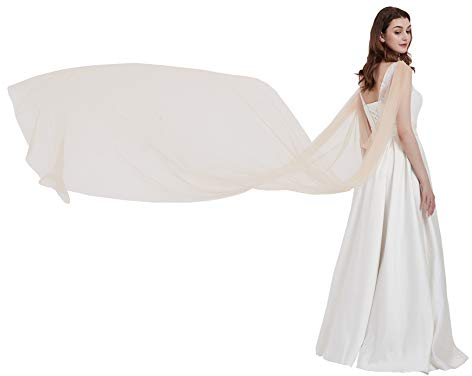 Leimandy Schulterumhang Tüll Kirche Braut Umhang Schleier Kapelle Hochzeit Schleier B018 - Beige - Einheitsgröße