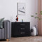 Panana Table de Chevet Commode Meuble de Rangement en Bois avec 3 Tiroirs sur Salon, Chambre, Bureau, 67 x 33 x 57 cm (Noir)