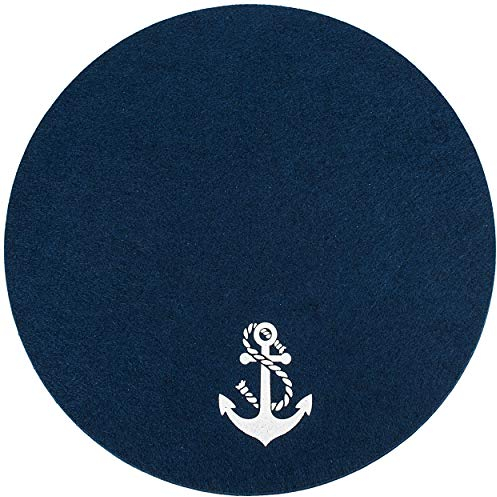 alles-meine.de GmbH 2 Stück Filz - Unterlagen/Platzdeckchen/Platzset & Tischset - Maritim - Anker & Tau - dunkel blau - 35 cm - rund - waschbar & schmutzabweisend - Tischun..
