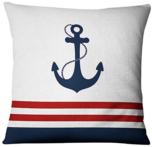 Kissenhülle Kissenbezug Maritim 45x45 cm Dekokissen Nautic Anker Schiff Bedruckt Muster 17-YF003-9