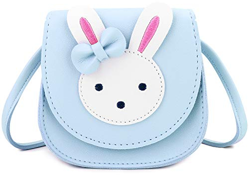 KEREDA Kinder Umhängetasche Mädchen, Niedlicher Hase CrossBody Tasche, PU Leder Prinzessin Mini Handtasche 2-8 Jahre