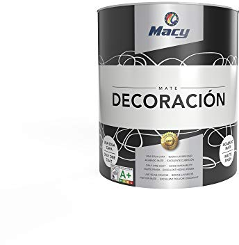Macy Pintura Plástica Mate Decoración Interiores Excelente Cubrición, Acabado Perfecto. Color Blanco. 750 ml