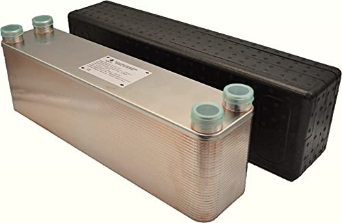 Edelstahl Plattenwärmetauscher Nordic Tec Ba-60-60 60 Platten 660 kW 5/4” Wärmetauscher 1 1/4 Zoll (Wärmetauscher mit Isolierung)