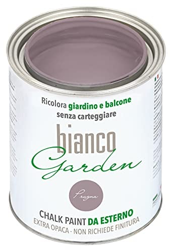 biancoGarden Prugna (Pflaume) Kreidefarbe für den Außenbereich (1 Liter) – Verschönern Sie Garten, Fenster und Außentüren ohne Schleifen oder Nachbehandlung