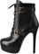 Only maker Plateau Stiefeletten mit Absatz Plateau Verzierte Schnallen Schnürstiefel Knöchelstiefel mit Schnallen Schwarz EU 38