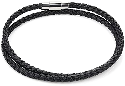 ASTER Armband Herren Manschette Leder Geflochtenes Armband Geflochten Double Wrap Geflochtenes Lederarmband Herren Damen Edelstahl Armbänder Magnetverschluss