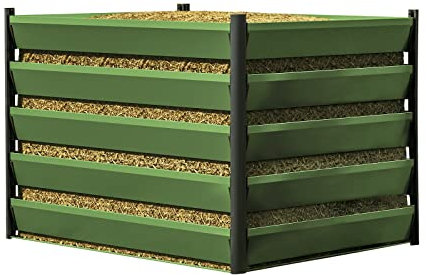 GFP Komposter Aluminium 150x110cm Hochwertiger Gartenkomposter Schnellkomposter Stecksystem 100% Wartungsfrei in Grün