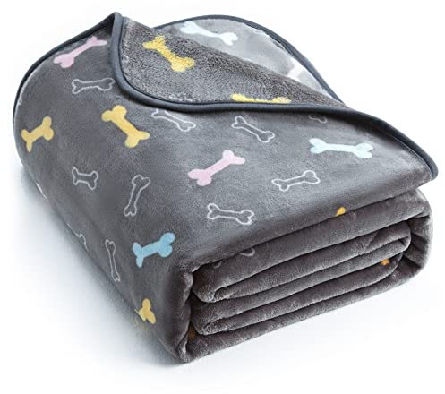 ALLISANDRO Hundedecke, Katzendecke extra weicher Flanell-Fleece-Haustierüberwurf für kleine, mittelgroße und große Haustier Hunde Katzen Grau, 160x100cm