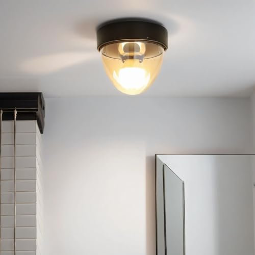 Licht-Erlebnisse Deckenleuchte Kunststoff in Schwarz IP44 Badezimmer Flur B:18 cm E27 rund klein Moderne Deckenlampe Küche NOOK