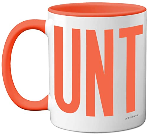 Funny Mugs for Men Women - C UNT Mug - Fun Sarcastic Slogan Gifts for Work Colleagues, C*nt Crude Rude Novelty Joke Gag Humour Birthday Present Friends, 11oz Orange Ceramic Dishwasher Safe Mugs