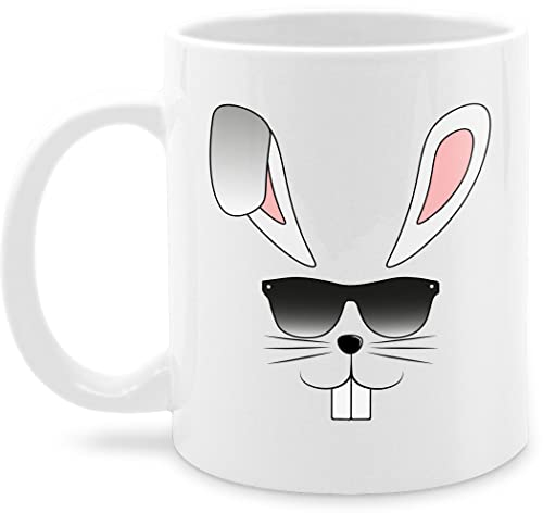 Tasse Tassen 325ml - Cooler Hase mit Brille I - 325 ml - Weiß - ostern hasenmotiv osterhasen hasi kaffeetasse osterhase hasen kaffeebecher häschen motiv