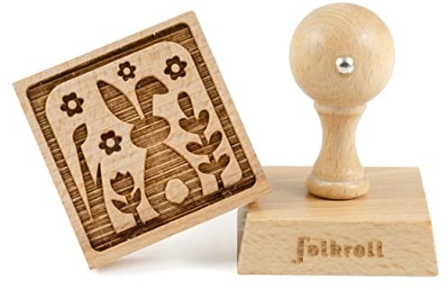 Folkroll Keksstempel Osterhase, 55x55 mm, Cookiestempel, Backstempel, Keks, Stempel, Motiv, Buchenholz, 336816