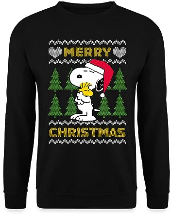 Spreadshirt Peanuts Snoopy Weihnachten Ugly Christmas Unisex Pullover, XXL, Schwarz