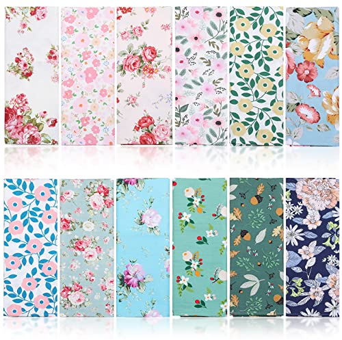 24 Stück Baumwolle Servietten Frühling Sommer Stoff Servietten Waschbare Abendessen Servietten mit Blumen Mustern für Cocktail Party Hochzeit Weihnachten Erntedankfest, 15 x 15 Zoll