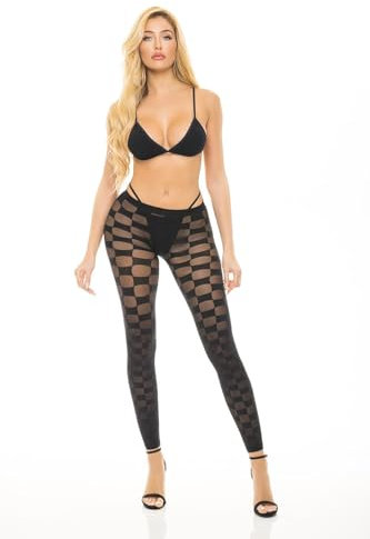Pink Lipstick Lingerie_Checkered Up 2Pc Bra Set Black, One Size