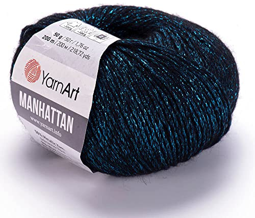 YARNART Manhattan - Glittery Knitting Yarn w/Sparkle & Metallic Shine (Wool & Acrylic), 1.76 Oz, 218.72 Yds (908)