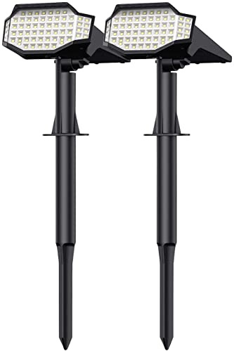 Luminea Solar Gartenstrahler: 2er-Set High-Power-Solar-LED-Gartenspots, 650 lm, IP65, warmweiß (Gartenstrahler LED Erdspieß Solar, Terrassenbeleuchtungen Solar, Gartenleuchte Standleuchte)