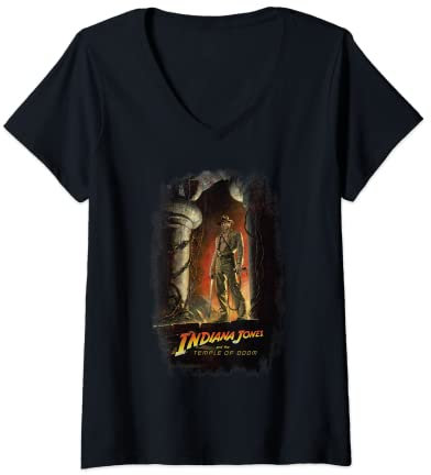 Lucasfilm Indiana Jones and the Temple of Doom Poster Art T-Shirt mit V-Ausschnitt
