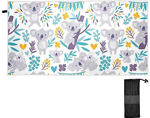 YOUJUNER Strandtuch, niedliches Koala-Bären-Muster, schnell trocknend, sandfrei, großes Strand-Badetuch zum Schwimmen, Sommer, Urlaub, Reisen, Camping