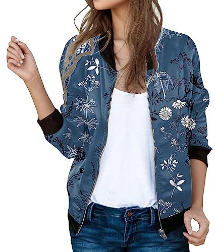 Jacke Damen Sale Freizeit Bomberjacke Baseball Jacke Leichte Bedruckt Motorradjacke Kurzjacke Kurz Ubergangsjacken Winddicht Mode Damenjacke Bomber Jacket für Mädchen