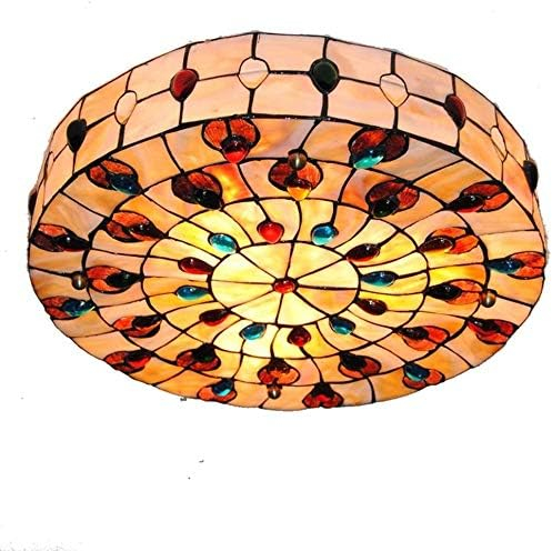 Ø45CM Tiffany Stil Deckenleuchte Modern Elegant Runde Bunten Shell Design Lampenschirm Deckenlampe für Wohnzimmer Schlafzimmer Esszimmer Balkon Villen Loft Korridor Flur Deckenleuchten Beleuchtung
