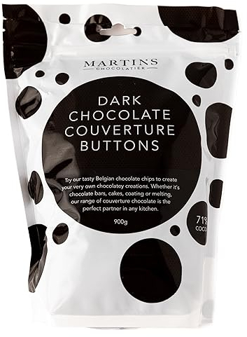 Martin's Chocolatier Dark Belgian Chocolate Buttons 900g, Couverture Callets for Baking, Chocolate Fountains and Fondue