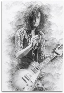 VZRSQZK Poster, Motiv: Sänger Jimmy Page, dekoratives Gemälde, Leinwand-Wandposter und Kunstdruck, modernes Familienschlafzimmer-Dekor-Poster, 20 x 30 cm