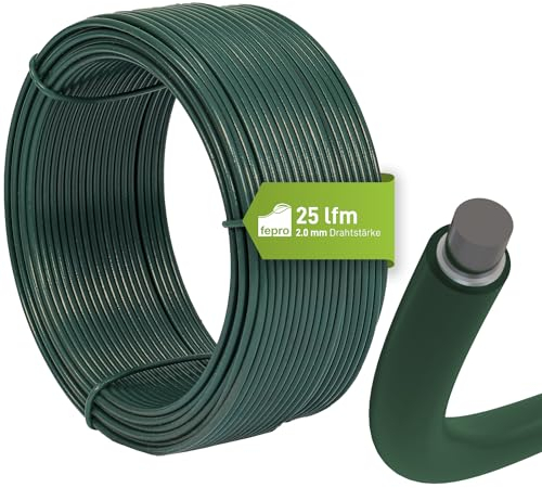 Fepro® Bindedraht 2,0 mm x 25 m, grün, verzinkt und kunststoffbeschichtet - witterungsbeständig, ideal für Maschendraht, Wildzaun, Garten oder basteln