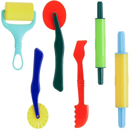Lonimia Knetwerkzeug,Modellierwerkzeug Knete 6teilig hochwertig,Knete zubehör Knetwerkzeug,Knete zubehör Ausstechformen Küchenspielzeug,(Ton Nicht enthalten) (groß)
