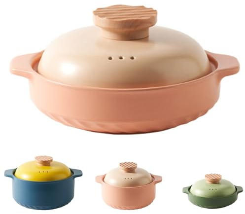Tontopf Eintopf Keramik Auflaufform Ton Topf Kasserolle Porzellan Kochtopf Traditioneller Auflauf mit Deckel Suppentopfe Induktion Kasserollen Südpumpen-Keramik für Familien und Partys (Color : Pink