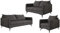 S-Style Möbel Nina Sofagarnitur 3 2 1 Polstergarnitur Couchgarnitur Couch-Set 3-Sitzer Sofa 199x91x86cm 2-Sitzer Sofa 138x91x86cm Sessel 74x91x86cm Schwarze Metallfüße Graphit