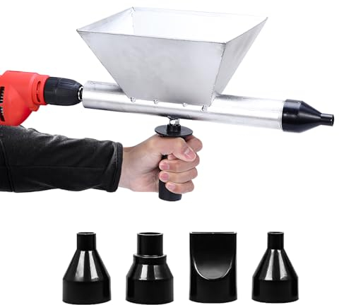 Pistolet à joint pour mortier portable en acier inoxydable avec 4 buses amovibles, pistolet à béton pour joints de mortier, murs en pierre, sols (sans perceuse électrique)