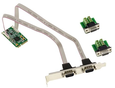 KALEA-INFORMATIQUE Mini PCI Express MiniPCIe-Karte mit 2 seriellen Ports RS422 RS485 DB9 mit EXAR XR17V352 Chipsatz Wird mit Adaptern für die Draht-zu-Draht-Montage geliefert.