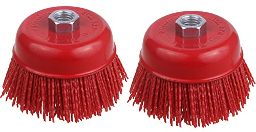 WENORA 7,6 cm Nylon-Topfbürste für Winkelschleifer, Schleiffilament-Topfbürste, Nylon-Radbürste für Schleifmaschine, 2 Stück